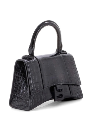 Balenciaga Pre-Owned Hourglass Top Handle Bag Crocodile Embossed Leather XS satchel - Black