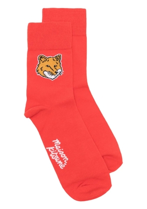 Maison Kitsuné Fox Head logo-intarsia socks - Red