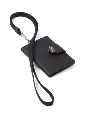Prada Saffiano and leather card holder - Black