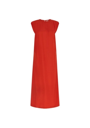 Nude crewneck maxi dress - Red