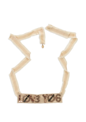 RED(V) fringed embellished necklace - Neutrals