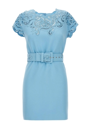 Ermanno Scervino embroidered belted mini dress - Blue