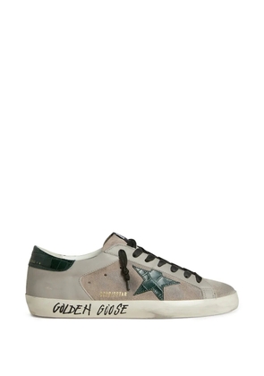 Golden Goose Super-Star sneakers in nappa and suede with green croc-print leather star - Neutrals