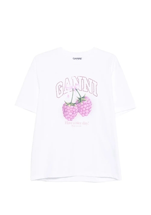 GANNI raspberry graphic T-shirt - White