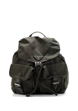 Prada Pre-Owned Vela Double Front Pocket Tessuto with Saffiano Leather Medium backpack - Green