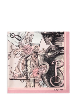 Burberry Etched Knight silk scarf - Pink