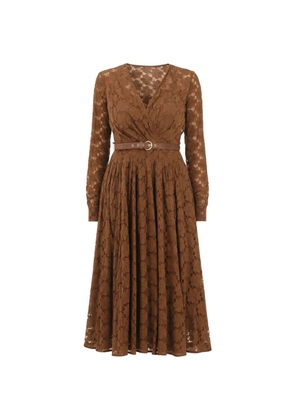 Max Mara lace belted midi dress - Brown