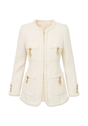 LoveShackFancy embellished fringed jacket - Neutrals