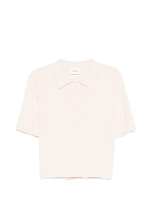 Closed ribbed buttoned polo top - Pink