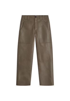Belstaff logo-patch leather trousers - Brown