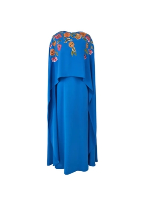 Carolina Herrera embroidered cape-front caftan - Blue