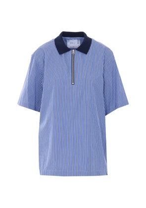 sacai striped zip polo shirt - Blue