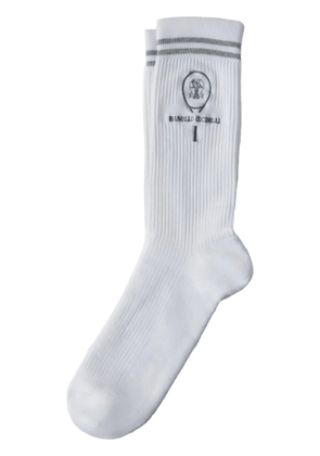 Brunello Cucinelli logo-embroidered socks - White