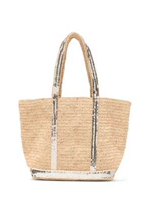 Vanessa Bruno M raffia sequin tote bag - Neutrals
