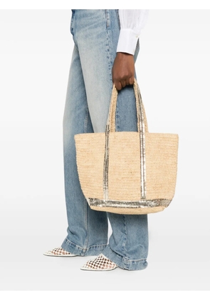 Vanessa Bruno M raffia sequin tote bag - Neutrals