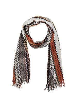 Missoni zigzag-pattern fringed cotton scarf - White