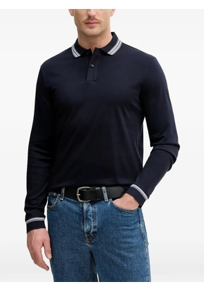 BOSS striped-collar polo shirt - Blue