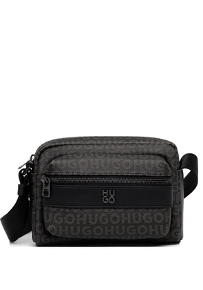 HUGO logo-monogram zip-fastening shoulder bag - Black
