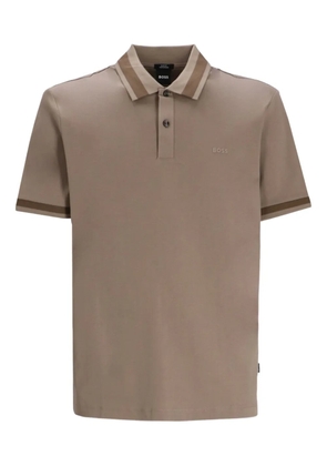 BOSS logo-detail cotton polo shirt - Brown