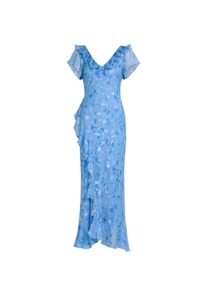 Rixo ruffled V-neck dress - Blue