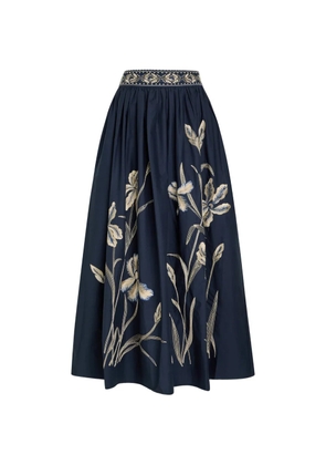 Emporio Sirenuse floral-embroidered skirt - Blue