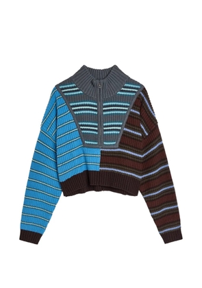 STAUD Hampton striped zip knitwear - Blue