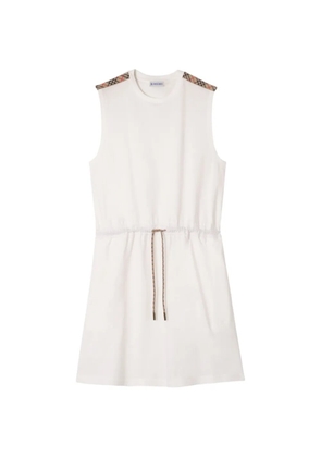 Burberry check trim cotton jersey dress - White