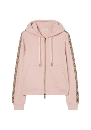 Burberry Check-trim cotton zip hoodie - Pink