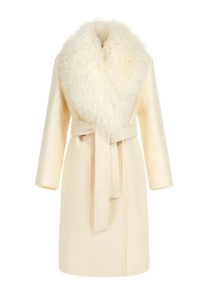 Roberto Cavalli shearling-trimmed coat - White