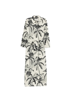 PSOPHIA palm-tree pattern midi dress - Neutrals