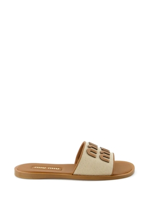 Miu Miu logo-appliqué sandals - Neutrals