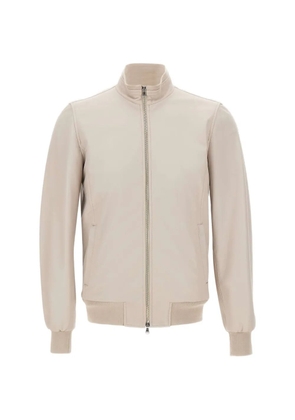 Barba Fox ribbed leather jacket - Neutrals