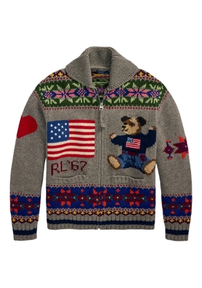 Polo Ralph Lauren fair isle-pattern Polo-Bear cardigan - Grey