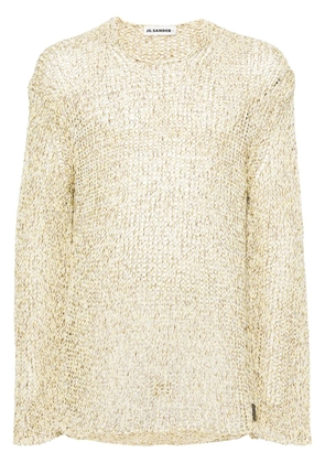 Jil Sander open-knit appliqué-logo jumper - Yellow