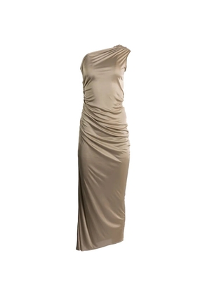 Atlein one-shoulder draped dress - Neutrals