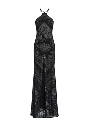 Roberto Cavalli patterned-jacquard maxi dress - Black