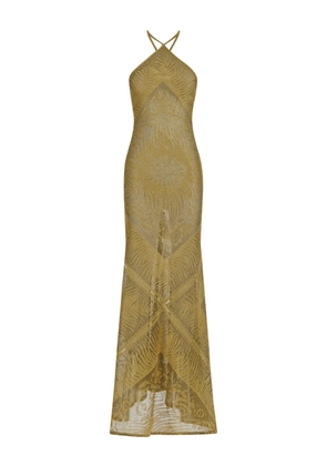 Roberto Cavalli patterned-jacquard maxi dress - Gold