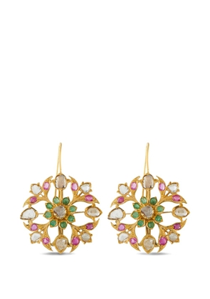 LB Exclusive floral-motif multi-stone earrings - Gold