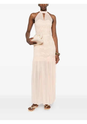TWINSET laced pleated maxi dress - Pink