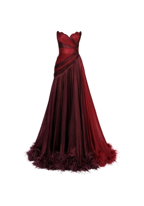 Iris Serban Giselle feather strapless maxi dress - Red