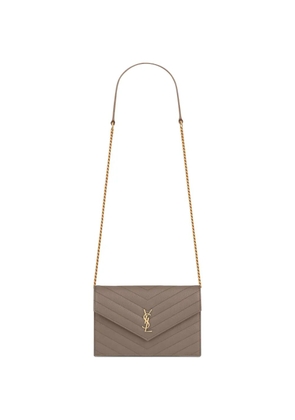 Saint Laurent Cassandre chevron logo-plaque cross body bag - Brown