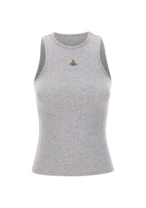 Vivienne Westwood embroidered-logo ribbed top - Grey