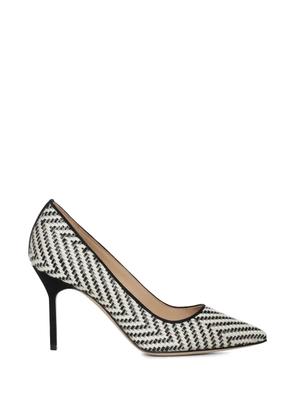 Manolo Blahnik Raffia-effect point-toe pumps - White