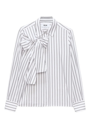 MSGM striped bow-detail shirt - White