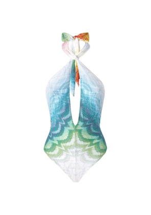 Missoni halterneck patterned swimsuit - Blue