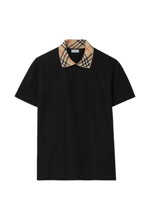 Burberry Check-collar cotton polo shirt - Black