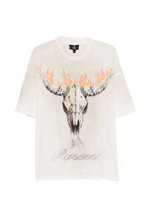 Represent skull-print T-shirt - Neutrals