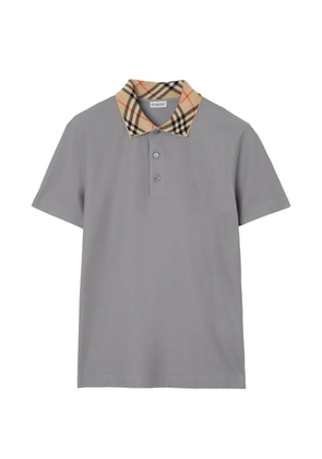 Burberry Check collar cotton polo shirt - Grey