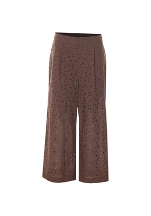 TWINSET embroidered flared trousers - Brown