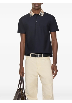 Burberry Check-collar cotton polo shirt - Blue